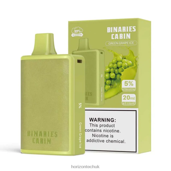 HorizonTech Binaries Cabin Disposable 20mL - Horizon Tech Vape 80T6X57 Green Grape Ice