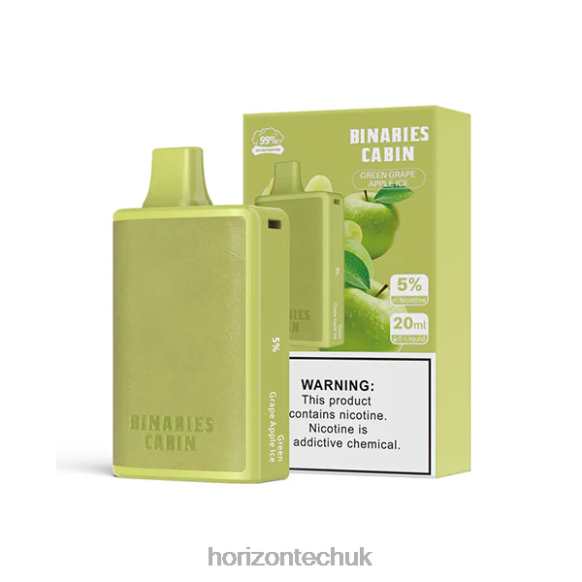 HorizonTech Binaries Cabin Disposable 20mL - Horizontech Disposable Vape 80T6X56 Green Grape Apple Ice