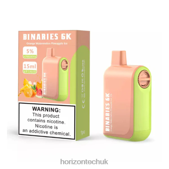 HorizonTech Binaries Cabin Disposable 15mL - Horizon Tech Vape Tank 80T6X50 Orange Watermelon Pineapple Ice