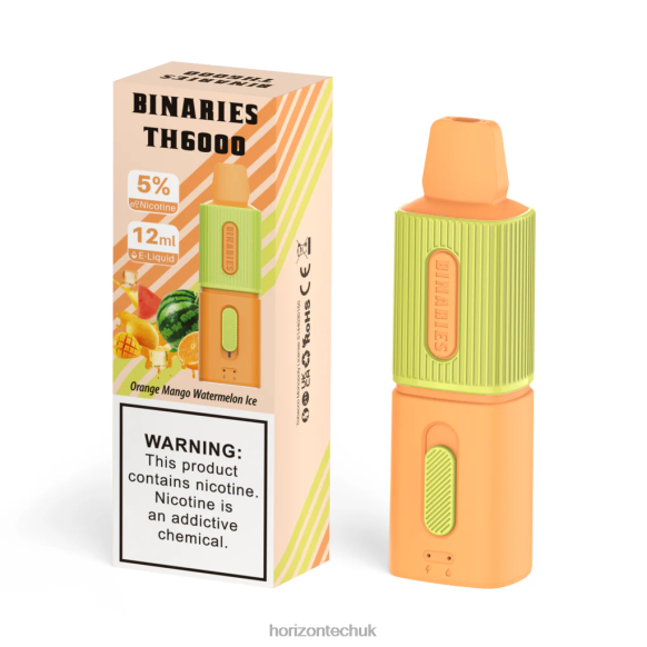 HorizonTech Binaries Cabin TH6000 Disposable 12mL - Horizon Tech UK 80T6X111 Orange Mango Watermelon Ice