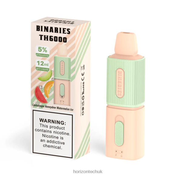 HorizonTech Binaries Cabin TH6000 Disposable 12mL - Horizon Tech Vape 80T6X107 Cantaloupe Honeydew Watermelon Ice