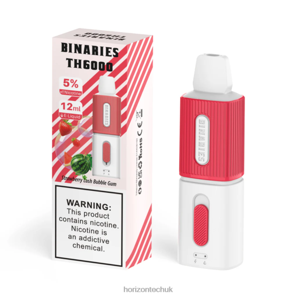 HorizonTech Binaries Cabin TH6000 Disposable 12mL - Horizon Tech Vape 80T6X117 Strawberry Lush Bubble Gum