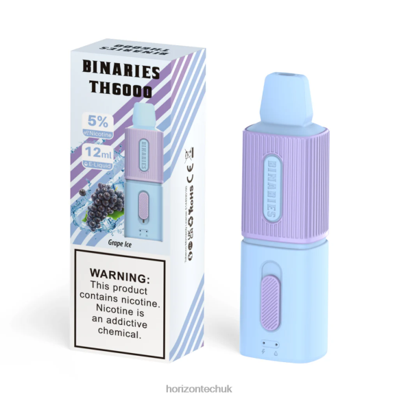 HorizonTech Binaries Cabin TH6000 Disposable 12mL - Horizontech Disposable Vape 80T6X96 Grape Ice