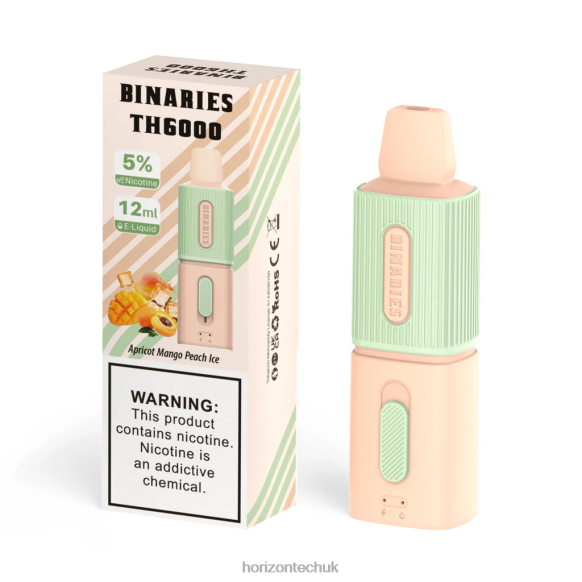 HorizonTech Binaries Cabin TH6000 Disposable 12mL - Horizontech Vape 80T6X104 Apricot Mango Peach Ice