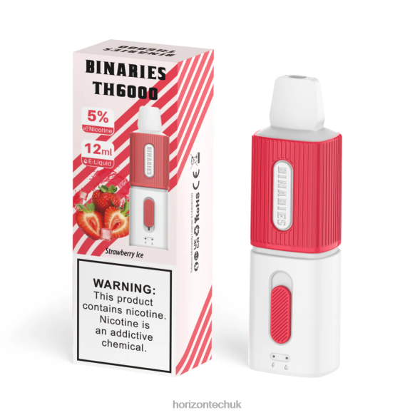 HorizonTech Binaries Cabin TH6000 Disposable 12mL - Horizontech Vape 80T6X4 Strawberry Ice