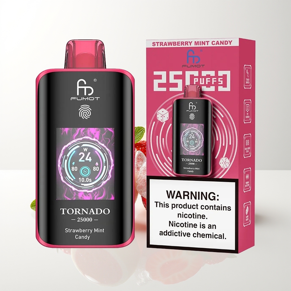 Fumot Tornado 25000 Strawberry Mint Candy HD Rechargeable
