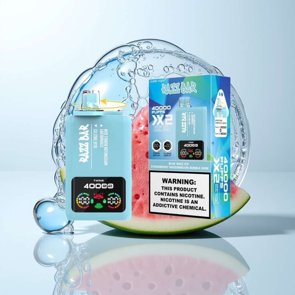 Razz Bar 40000 Blue Razz Ice-Strawberry Watermelon Mesh Coil Bubble Gum