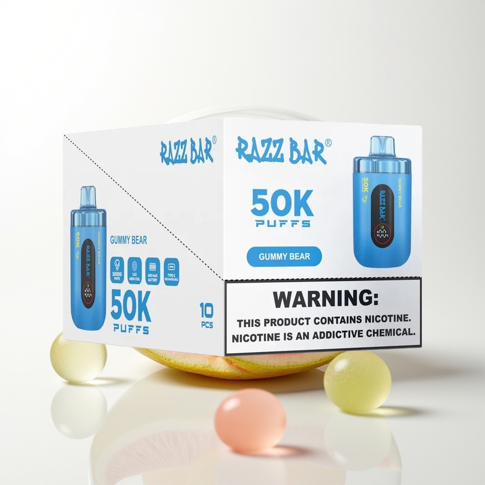 Razz Bar 50K Gummy Bear Mesh Coil Rechargeable