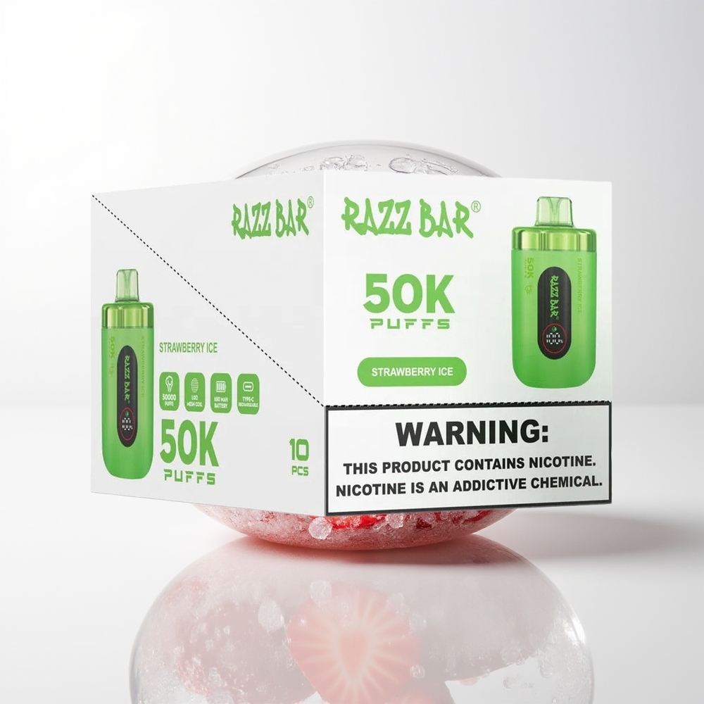 Razz Bar 50K Strawberry Ice Mesh Rechargeable